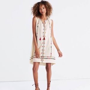 Madewell Sun View Embroidered Linen White Dress Size S